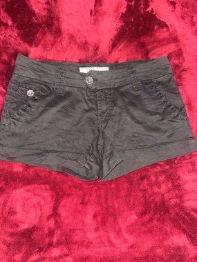 BKE Black LOW RISE  Women's Jean Shorts with Button Accent